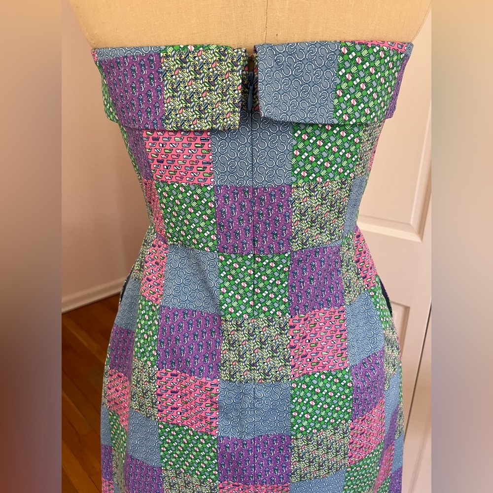 VINEYARD VINES Strapless Patchwork Mini Dress in Pastel Multi - Picture 3 of 12